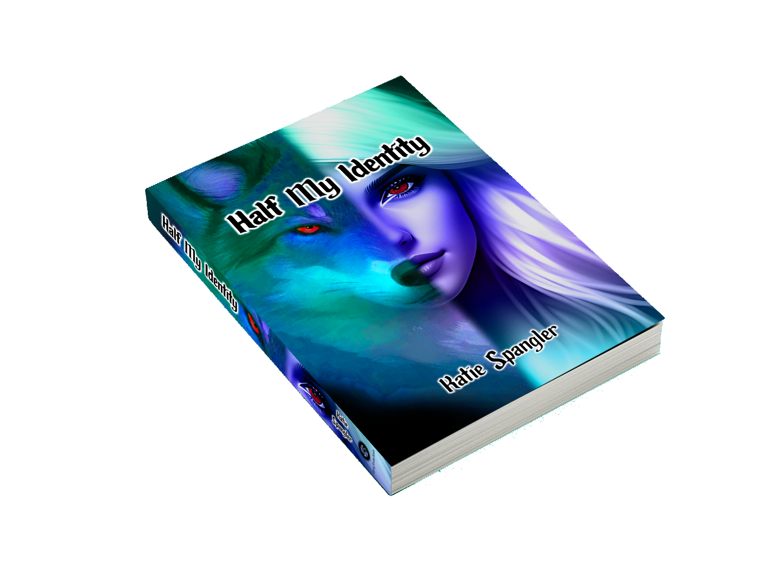 A book cover with half the face of a girl and the other half a wolf's head